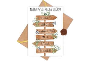 ‎WENMTHG WenmthG Abschiedskarte Kollegen (Klappkarte mit Umschlag und Wachssiegel) - Neuanfang Abschiedsgeschenk Kollegen - Karte zum Abschied Kollegin Kollege - Ruhestand, Rente, Jobwechsel Geschenk