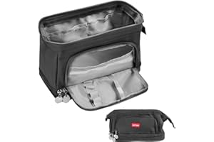 EXTFANS Pencil Case for Students, Large Capacity Adult Pencil Pouch Office Organizer, Simple Durable Multifunctional Pencil Bag for Boys,Girls, Black