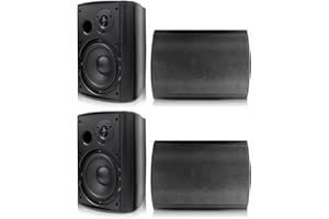 Herdio 800W 6.5 Inch Bluetooth Altavoces de Exterior con Amplificador Sistem de Altavoces de Pared Resistente Muy Adecuado para el jardín de Patio al Aire Libre Piscina (4 Altavoces, Negro)