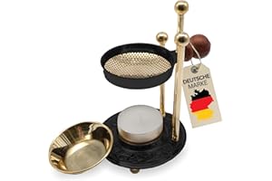 ‎SONKO SonKo Weihrauchbrenner Räucherstövchen mit Sieb zum Räuchern und Meditation - spirituelle Geschenke zum Räuchern von weißer Salbei, Weihrauch, Boswellia Messing/Schwarz (Brenner-Set)