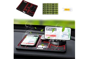 Junerain Tappetino antiscivolo for cruscotto auto universale, rotante a 360 gradi 4 in 1 Antiscivolo Auto Cruscott Tappetino er Telefono Antiscivolo, organizer for cruscotto auto accessori