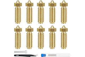 HIKUDIY Lot de 10 buses en laiton de 0,4 mm pour Anycubic Kobra 3 V2/Kobra 3/Kobra s1, extrudeuse Hotend avec aiguille de nettoyage, pince et clé