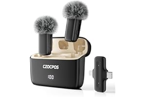 CZOCPOS Kabelloses Lavalier Mikrofon Wireless für iPhone/iPad/Android mit Ladebox, Geräuschunterdrückung, 36 Stunden Akkulaufzeit, Mini Mikrofon für iPhone für Video/YouTube/Vlogs