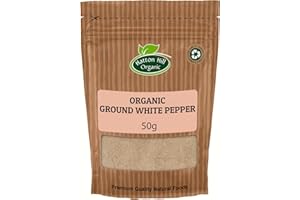 Organic Ground White Pepper 50g by Hatton Hill Organic | Milled, Powder, Aromatic Spice for Gourmet Cooking