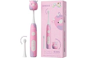 Ordo Squishmallows Electric Toothbrush, Sonic Toothbrushes for Kids, Rechargeable, 3 Brushing Modes, Over 5 Weeks Battery Life Extra Brush Head Included, Gift for Kids Aged 4 Years and Up, Patty