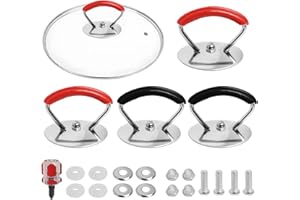 FunWorth 4 Pièces Poignée Universelle de Couvercle de Casserole, Boutons de Couvercle de Pot Remplacement, Poignée de pour Casseroles,et Ustensiles de Cuisine, Avec Vis, et Tournevis(Rouge noir-4Pack)