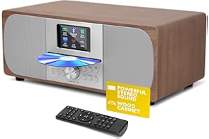 Lemega MSY6 Lettore CD con radio DAB+ e FM | Sistema HiFi | Bluetooth | Potente impianto stereo | Armadio acustico in legno | Altoparlanti 100 W | 40 preset | Presa per cuffie