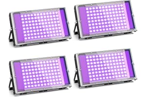 GKT 4 Piezas 100W LED Luz Negra, Luz Negra Ultravioleta, IP66 Impermeable, luz ultravioleta con Enchufe Para Halloween, Navidad, Body Painting, Fiesta fluorescente, Luz UV para Curar Resina