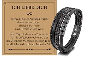 JSNOM Vatertagsgeschenke für Papa Geschenk Armband: Schmuck Geflochten Leder Weihnachten Geburtstagsgeschenk, Lederarmband Papa Geschenk Vatertag