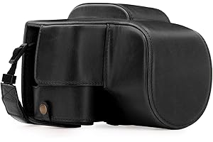 MegaGear MG1223 Ever Ready skórzane etui i pasek z dostępem baterii do Panasonic Lumix DC-FZ80, FZ82 aparat - czarny