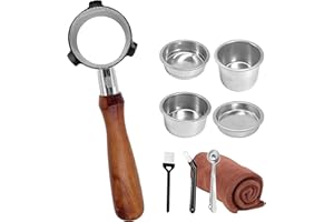 ‎NEOUZA NEOUZA 51 mm bezdenny portafilter espresso kompatybilny z Delonghi La Specialista EC9335M EC9155M EC9355M EC9665M 304 spożywcza stal nierdzewna z bezciśnieniowym koszem filtrującym (zestaw combo)