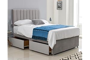 COMFOREST, BEDDING & UPHOLSTERY INNOVATION LEADER ComfoRest - Elegant 4FT6 Double Bed with Mattress Included | Stylish Set with 2 Spacious Drawers | Comfortable Option for Practical and Modern Bedrooms (Silver Plush)
