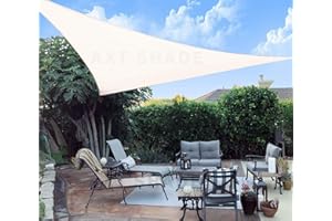 AXT SHADE Toldo Vela de Sombra Triangular 3x3x3m Protección Rayos UV y HDPE Transpirable para Exterior Terraza Patio Jardín-Crema