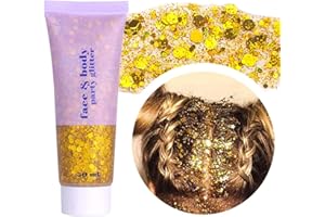 ‎BISHENGYF Body Glitter Gel 50g, Meerjungfrau Chunky Glitzer Liquid, Long-Lasting Glitter Sequins Glitzergel für Festival Masquerade Geburtstag #Golden
