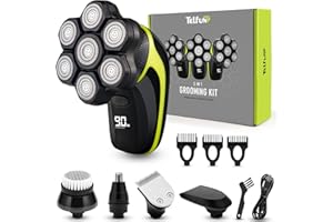 TELFUN Head Shavers for Bald Men, Detachable Head Shaver, IPX7 Waterproof Wet Dry Bald Head Shavers, 7D LED Display Electric Rechargeable Head Shaving Kit with Type-C Charge