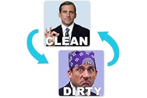 SAIZONE Michael Scott Prison Mike Geschirrspüler Magnet Clean Dirty Schild Aufkleber Stärkster Magnet Doppelseitiger Flip mit Metall-Magnetplatte Universal Küche Geschirrspüler Reversible Indikator