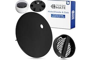 Abdeckhaube Set mit Haarsieb für Duschabfluss, Ø 115 mm, kompatibel mit Viega Tempoplex Ablauf ab Baujahr 2006, schwarzer ABS ASA Deckel und Haarfilter, Kappe Dusche Abfluss, Garnitur Abdeckung Wanne