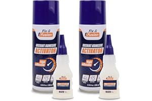 FIX & FUSION Set Colle Super Glue (50 g) et Activateur Spray (200 ml) | Adhésif Cyanoacrylate Rapide & Activateur Instantané pour Bois, Plastique, Caoutchouc, Métal & Bricolage, Réparations (2 Pack)