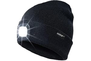 COTOP Bonnet Lumineux LED, Bonnet d'hiver Tricoté, Éclairage Frontale Mains Libres pour Course à Pied, Randonnée, Camping, Activités Nocturnes - Cadeau pour Hommes Femmes