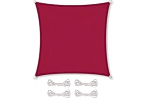 CelinaSun Sonnensegel inkl Befestigungsseile Premium PES Polyester wasserabweisend imprägniert Quadrat 5 x 5 m rot