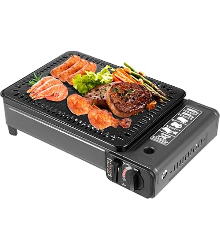 Barbecue A Gas Da Campeggio HarBin-Star - Fornello Portatile Con Griglia E Teglia, 1 Fiamma