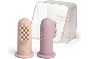 Moonkie Baby Toothbrush Finger Toothbrush Oral Cleaner Kit for 3 Months +, 2 Pcs (Blush/Pale Mauve)