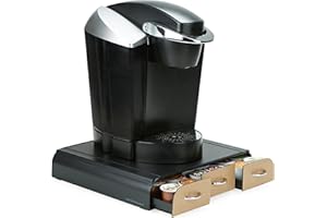 Mind Reader Anchor - Cajón para cápsulas de café, compatible con Keurig (Vue, K-Cups), Nespresso, CBTL/Verismo o Tassimo Para K-Cup, CBTL, Verismo, Dolce Gusto 36 acpacity Black with wood veneer