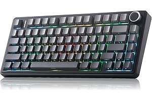 x Aula F75 Pro Wireless Gaming Keyboard,75% Gasket Hot Swappable Custom Keyboard with Knob,RGB Backlit,Souding Reaper Switches Side Printed PBT Keycaps BT5.0/2.4GHz/USB-C Keyboards (Gradient Grey)