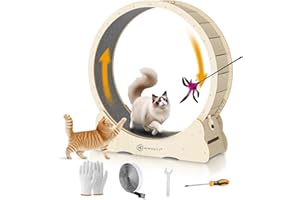 MIWOOYY Ruota per Gatti Grandi per Correre da 132cm - Tapis Roulant per Gatti in Legno Massello Naturale per Interno, Ruota per Esercizi di Sicurezza con Serratura & Design del Gap Ridotto al Minimo