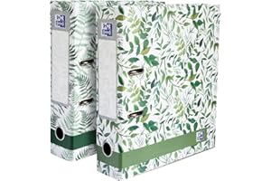 Oxford A4 Lever Arch Files, Leaves Pattern, Heavy Duty Folders, Matte Paper on Board (Pack of 2)