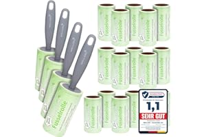 WELLGRO 20er Set Fusselrollen - 20 Rollen mit je 90 Blatt + 4 Abroller, 1800 diagonal perforierte Blätter für leichtes Abziehen