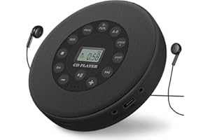 Rechargeable Tragbarer CD Spieler mit Bluetooth,Lukasa CD Spieler tragbar,Kompakter Musik-CD-Player für Auto/Reise,Home Audio Boombox mit Stereo-Lautsprecher & LCD-Anzeige