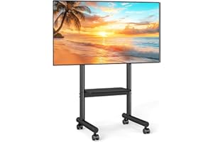 5Rcom Mobilny stojak na telewizor, stojak na telewizor na kółkach, z regulacją wysokości, podstawa pod telewizor 32-70 cali, LCD, LED, OLED, wózek pod telewizor o wadze do 50 kg z półką