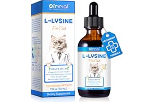 ABODIUSS Lysin Katze - L-lysin Katze Tropfen für Immunsystem, Atemwege | L lysin Katzen Lindert Allergien und Niesen | L-lysine Katzen Vitamine und Nahrungsergänzungsmittel - Glutenfrei & Chemicalfrei 60ml
