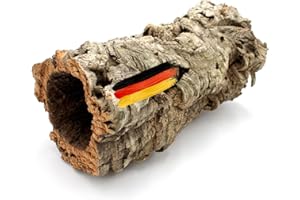 Vogelgaleria® Great cork tube made of natural cork bark for terrariums, rodent tunnels, rodents, degu hamsters, reptiles, rats, chinchilla accessories, toys, terrarium decoration, length 30 cm, inner
