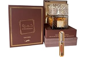 Perfume Khamrah Qahwa (ORIGINAL)100Ml Unisex,Aroma intenso café y vainilla+REGALO Atomizador 5ML DRIKANBEST Recargable