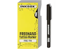‎INKBOX ﻿Inkbox FreehaAnd Tattoo Marker - Fine, Draw on Skin, Long-Lasting 1-2 Weeks, Temporary Tattoo Pen, For All Artists, Water Resistant For Now Ink - Fades Naturally, 1-Pack - Fine-Tip Marker