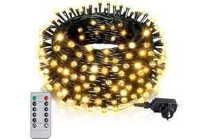 Hzitcigm Guirlande Lumineuse 100M 1000LED, Blanc Chaud Noël Guirlande Lumineuse Dimmable 8Mode avec Télécommande Étanche IP44 Guirlande Lumineuse Extérieur Noël Décoration Intérieur Fête Arbre Mariage