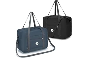 BAGZY 2X Reisetasche Wizzair Volotea Handgepäck 40x30x20, 25L Faltbare Weekender Klein Sporttasche Taschen Koffer Tasche Wasserdicht Nylon Umhängetasche Kabine Handtaschen Hospital Bag