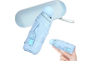 RUNMEIHE Travel Mini Umbrella with UPF50+ Protection, Small Folding 8 Ribs Compact Umbrella Windproof Strong with Storage Case, Sun Rain Lightweight Portable Pocket UV Umbrella Suitable for Girls Women Purse