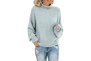 Iuyhau Womens Turtleneck Oversized Sweaters 2023 Fall Winter Warm Cozy Batwing Long Sleeve Pullover Plus Size Loose Thick Chunky Casual Vintage Knit Jumper Tops