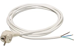 as - Schwabe Anschlussleitung 3 m H05VV-F 3G1,0 Verbindungskabel, Schutzkontaktwinkelstecker mit Leitung, Anschlusskabel 30 mm abgemantelt mit Aderendhülsen, Stromkabel 230V, 10A, IP20, Weiß, 70833