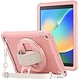 ProCase Rugged Case for iPad 9th/8th/7th Generation 10.2 inch 2021/2020/2019 Case, Heavy Duty Shockproof Rugged Cover with Hand Strap 360 Degree Rotatable Kickstand Protective for iPad 10.2 -Pink