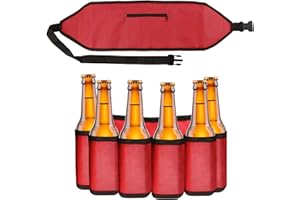 ADFUENOM Biergürtel Bierhalter Portable Trinker Bier Soda kann Gürtelhalter 6 Getränke,Getränke Gürtel Bierdosen Gürtel Bierholster für Festivals JGA's Parties Karneval und Camping.Beer Festival Gadget (Rot)