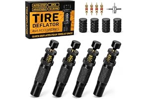 Hcosmy Automatic Tire Deflator, 10-30 PSI/0.7-2 BAR Adjustable Tire Deflator Kit, Air Down Tire Deflators Offroad Accessories for Jeep, Car, Truck, Motorcycle, and ATV Tires (Set of 4)