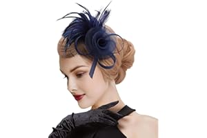 DRESHOW Fascinatori Cappello Fiore Mesh Piume Accessori Cocktail Party Accessori Cappello Elegante in Rete, per Feste, Cocktail, Matrimoni per Ragazze e Donna