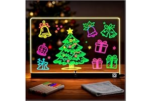 ‎EPICSOA ePicsoa 2025 LED Notiztafel mit Farben, Nachrichtentafel mit 7 Farben Stift/Verstellbarem Ständer, 30x20CM LED Note Board, Transparente Acryl Leuchtende Schreibtafel, Abwischbar Beleuchtetes Wordpad