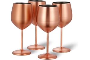 OS OAK & STEEL ENGLAND Oak & Steel - 4 Eleganti Bicchieri Da Vino Grandi In Rame E Oro Rosa, 540 Ml - Set Regalo In Vetro Infrangibile Per Bar, Matrimoni, Anniversari E Feste Di Compleanno