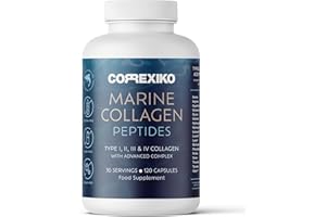CORREXIKO Marine Collagen Supplement Tablets - 2000mg Hydrolysed Collagen Peptides per Serving with Added Hyaluronic Acid, Vitamin C & Minerals - for Hair, Skin & Nails - 120 Capsules 30 Day Supply