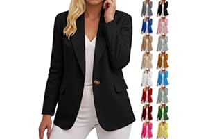 ECUNGWUA Blazer Femme Chic et Elegant Veste Manches Longues Classique Travail Blazers Décontracté Couleur Unie Tailleur Hauts Slim Fit Grande Taille Manteau